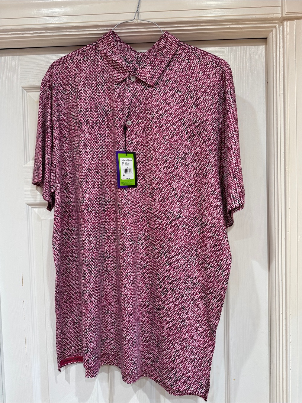 Robert Graham Men's Pink Patterned Short-Sleeve Polo